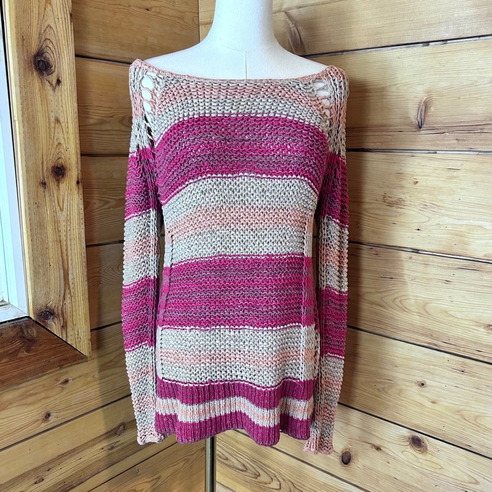 Free People Tunic Sweater Womens Extra Small Pink Space Dye Boho Free People
